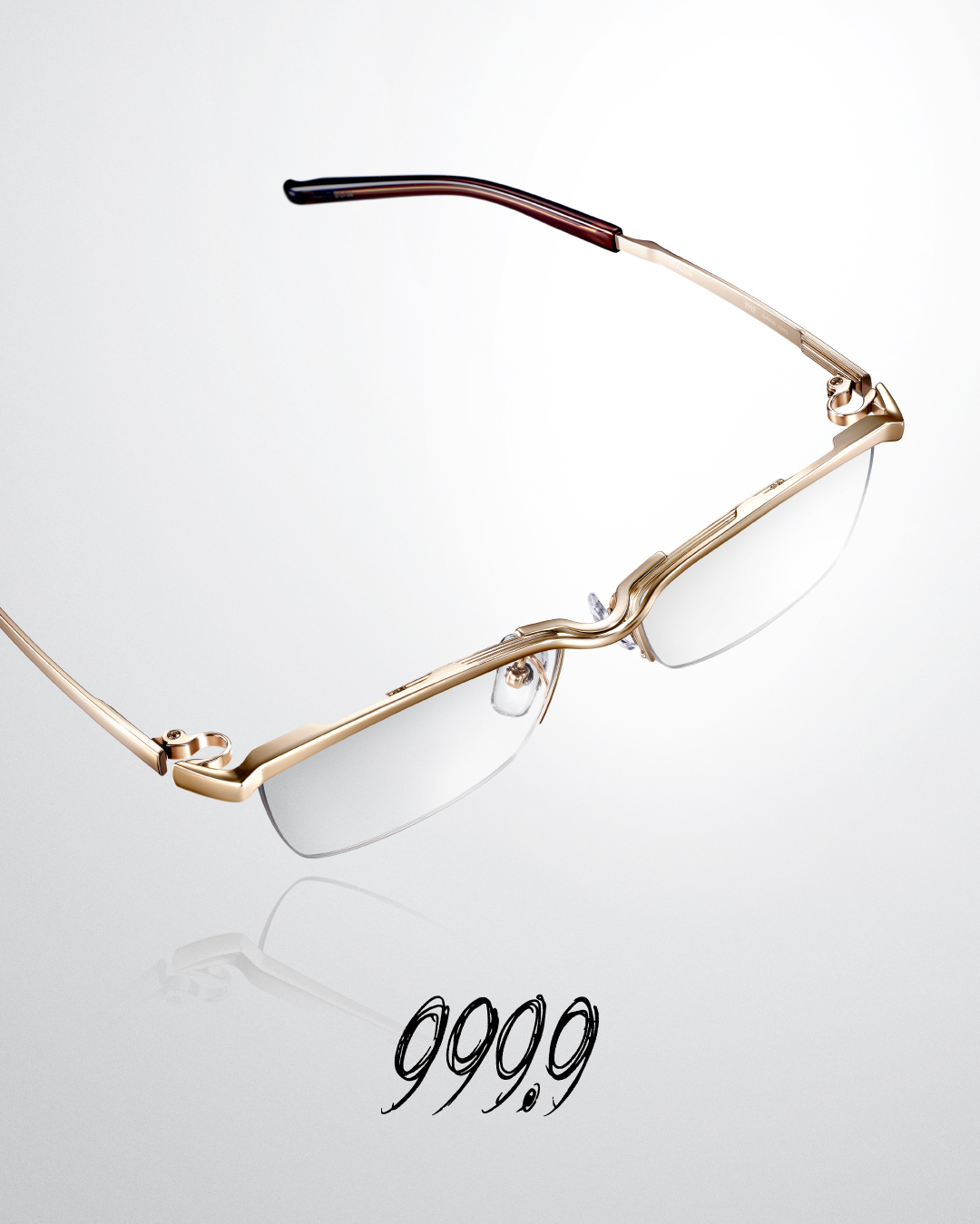 999.9 メタルブロウメガネフレーム S-876T 茨城県つくば市の眼鏡店 フォーナインズ ハシモト