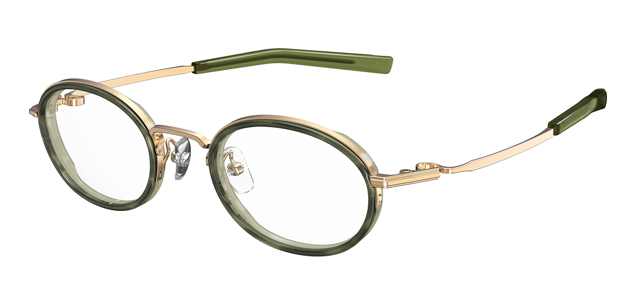 M-118 col.9241 グリーンササ × ペールグリーン レイヤー × ホワイトゴールド