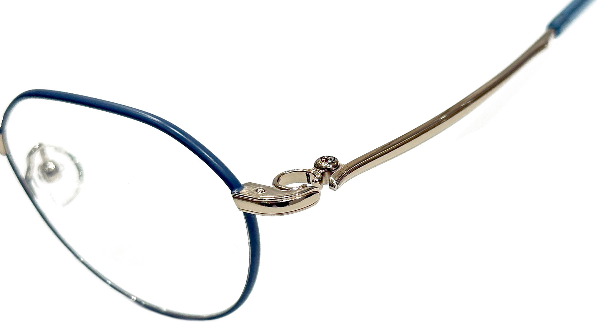 999.9 ニューアイウェア S-782T カラーリングが施されたリムと甲丸形状のメタルパーツ